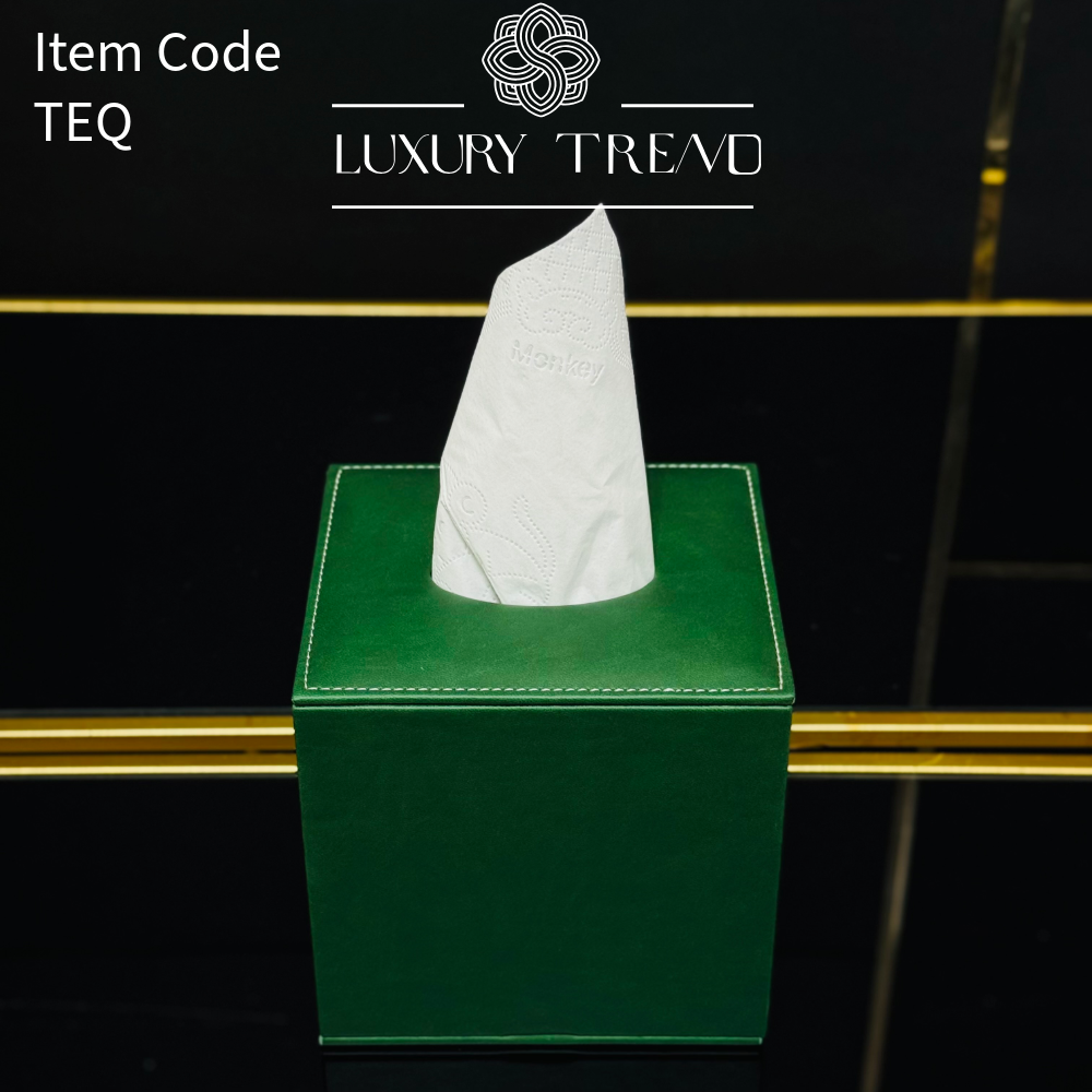 علبة مناديل جلد شكل مربع