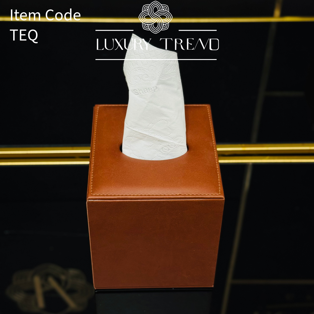 علبة مناديل جلد شكل مربع