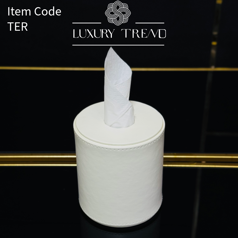 علبة مناديل جلد شكل دائري