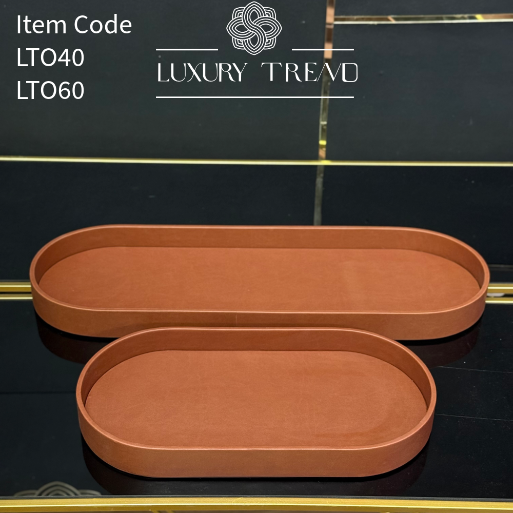 صينية تقديم جلد شكل بيضوي