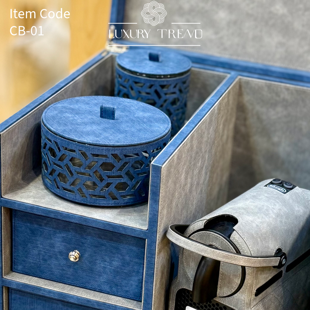 بوكس جلد مع ماكينة قهوة إسبريسو