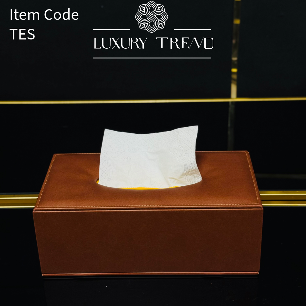 علبة مناديل جلد شكل مستطيل