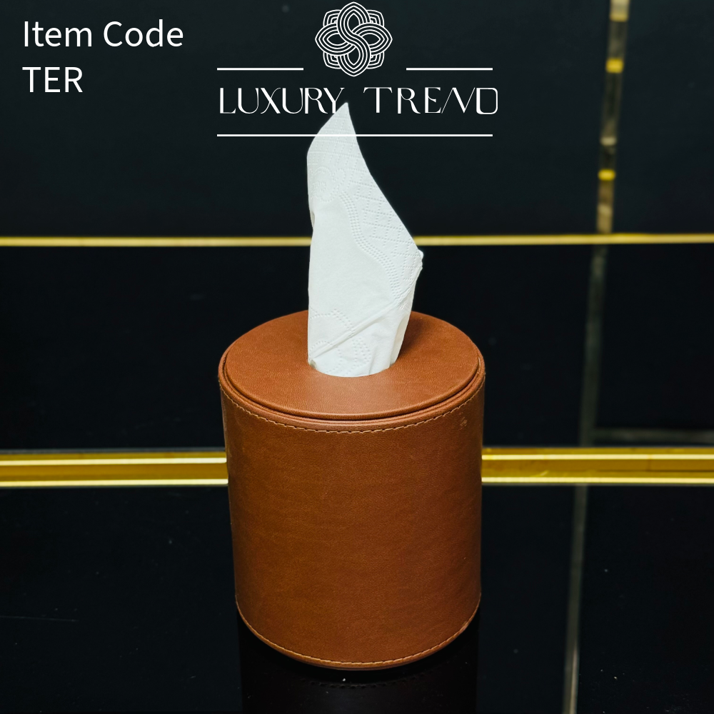 علبة مناديل جلد شكل دائري