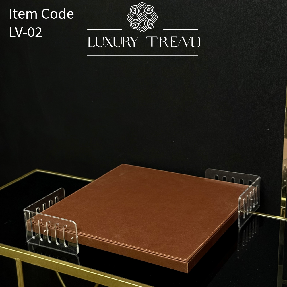 صينية ضيافة جلد مع اكرلك شكل مربع