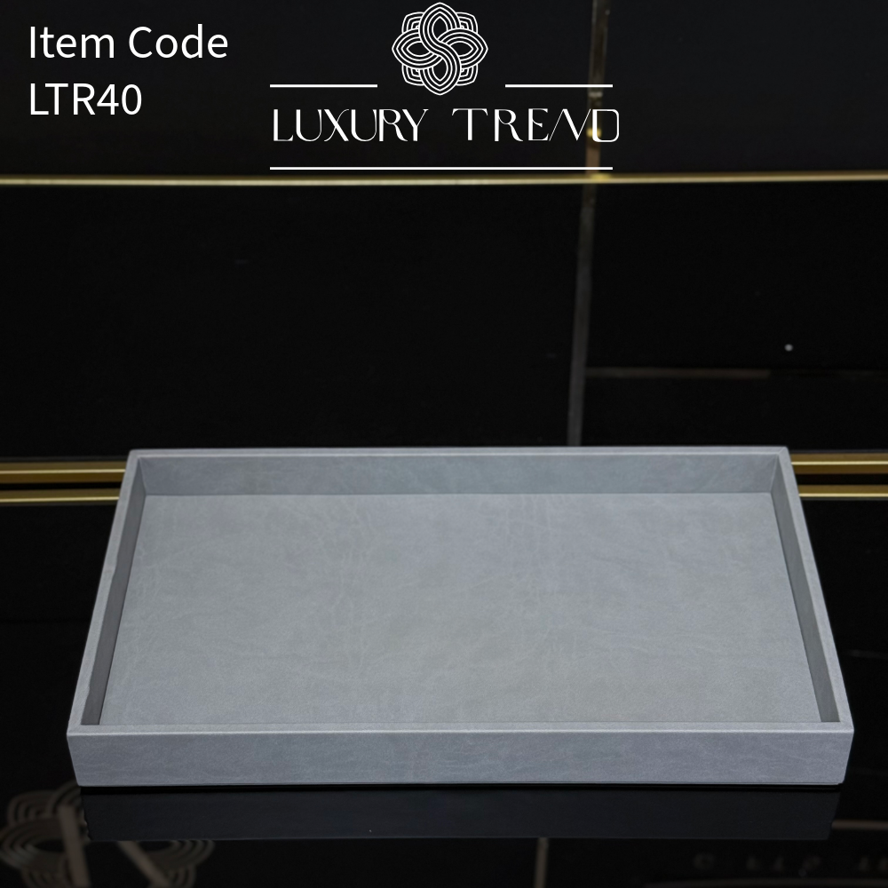 صينية تقديم جلد شكل مستطيل