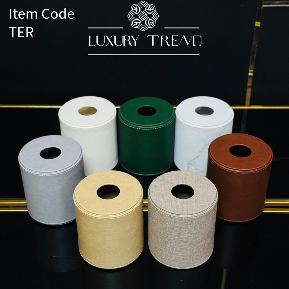 علبة مناديل جلد شكل دائري