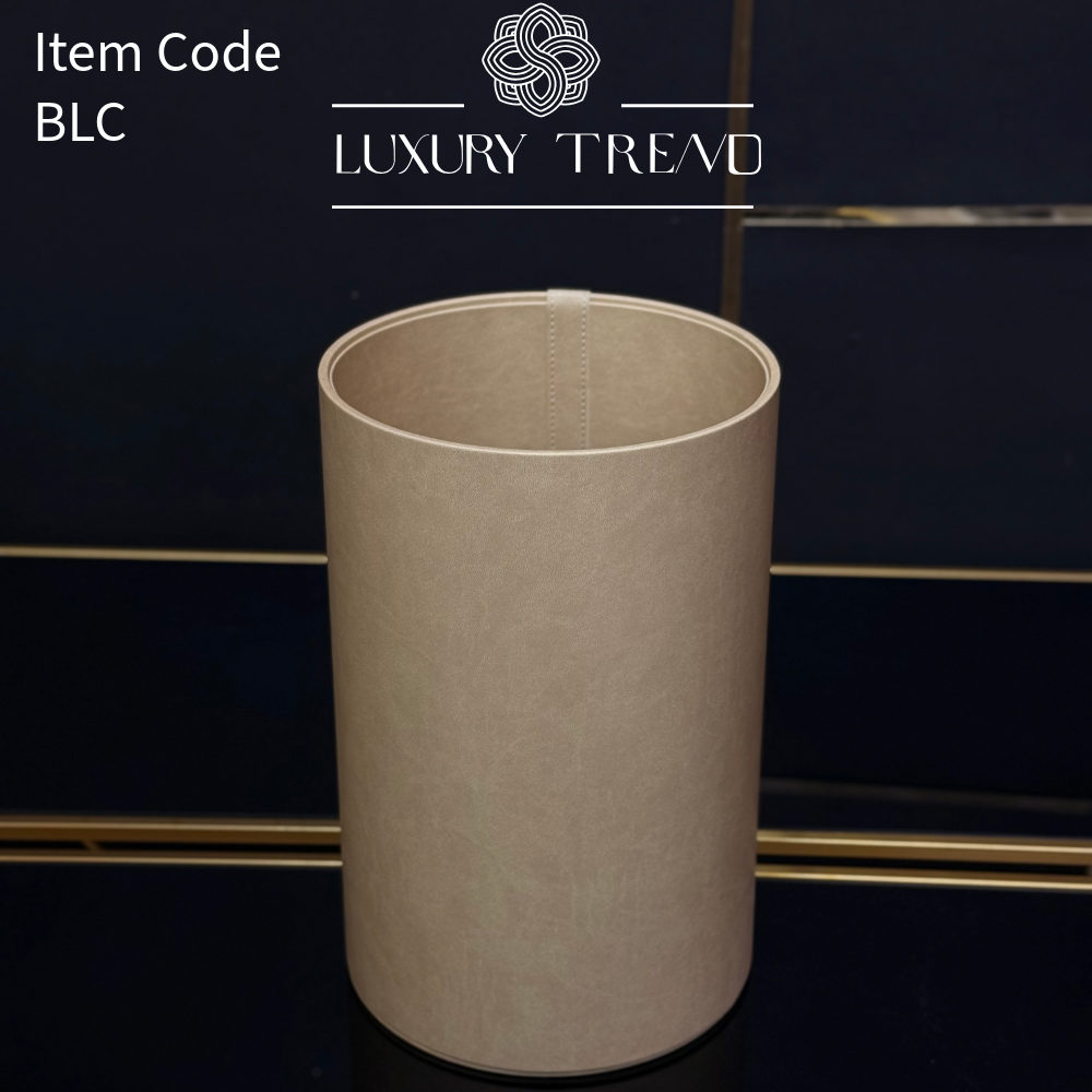 سلة مهملات جلد شكل دائري