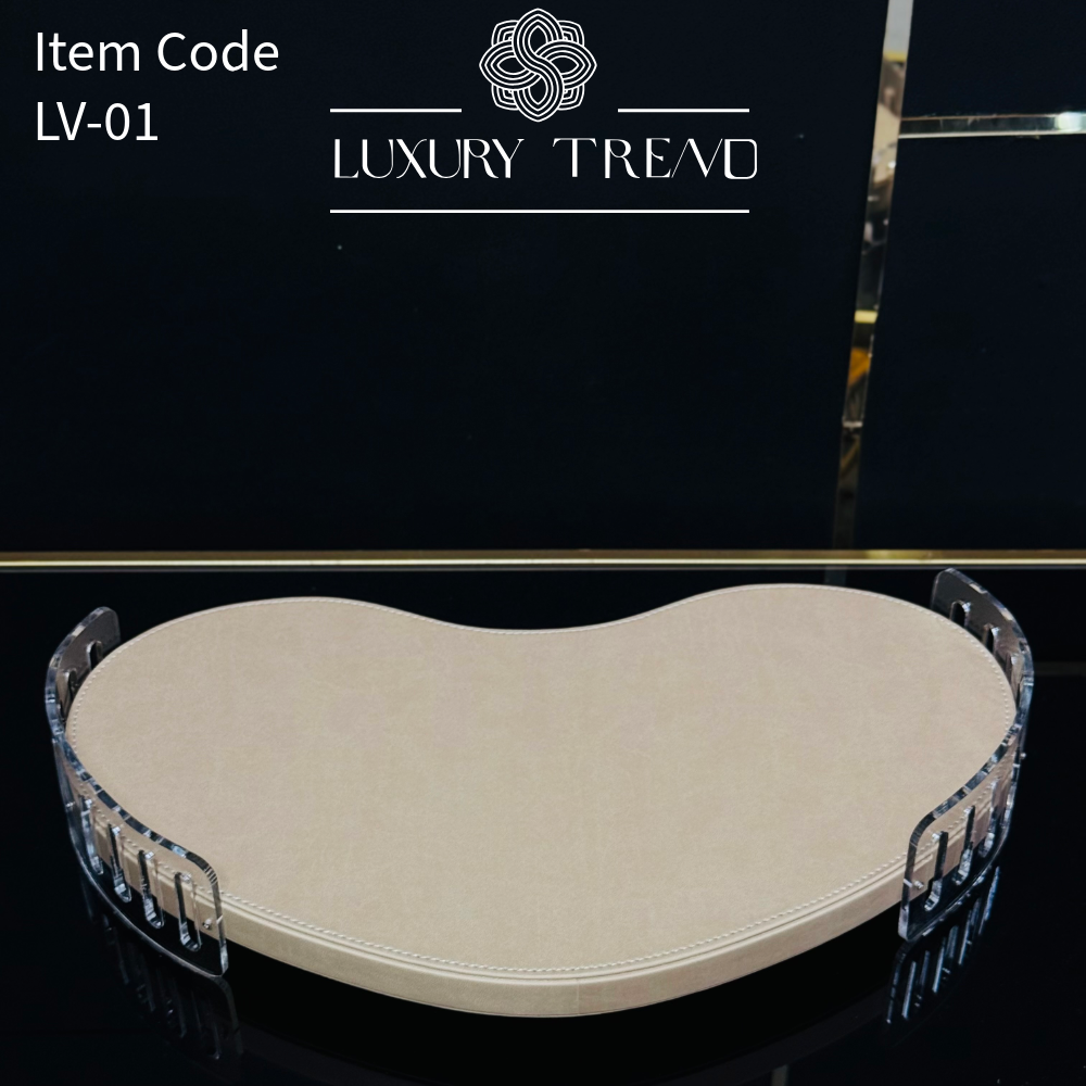 صينية ضيافة جلد مع اكرلك شكل حبة الفول