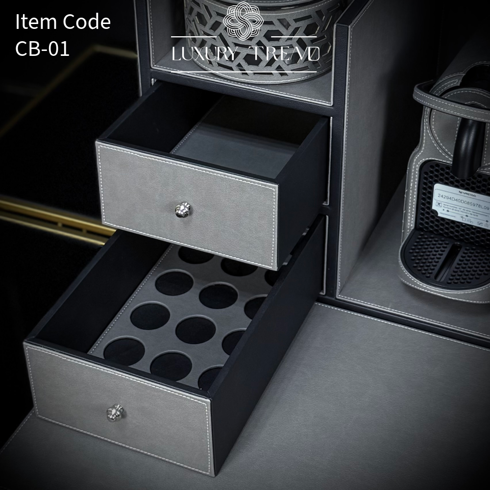 بوكس جلد مع ماكينة قهوة إسبريسو