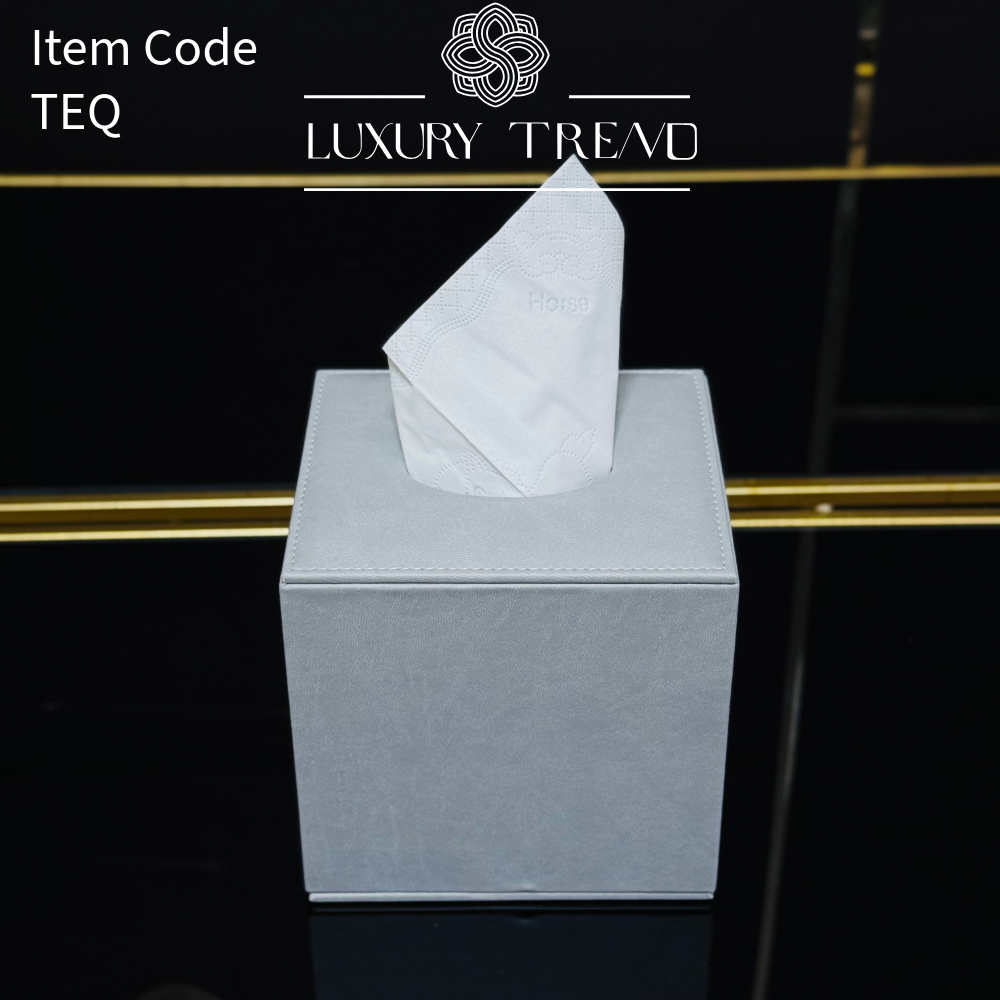 علبة مناديل جلد شكل مربع