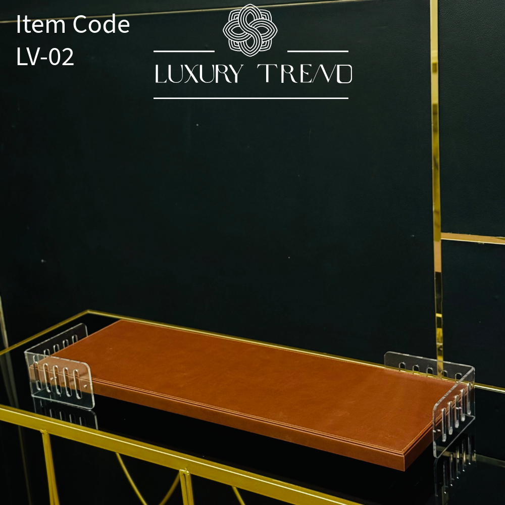 صينية ضيافة جلد مع اكرلك شكل مستطيل