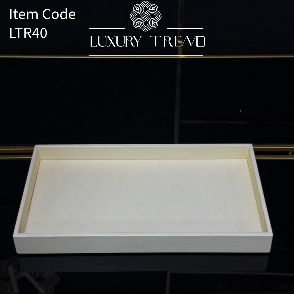 صينية تقديم جلد شكل مستطيل