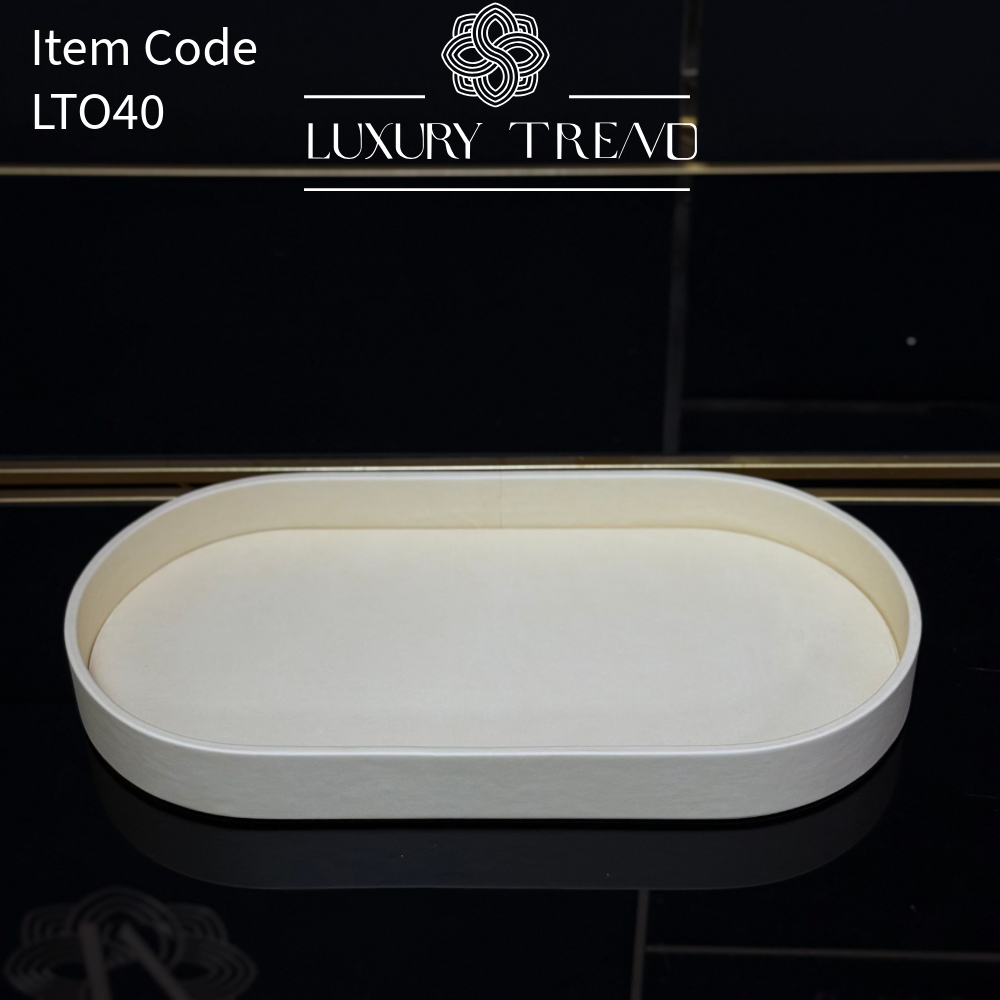 صينية تقديم جلد شكل بيضوي