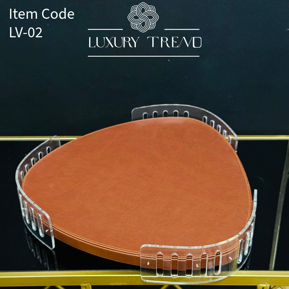 صينية ضيافة جلد مع اكرلك بشكل مميز