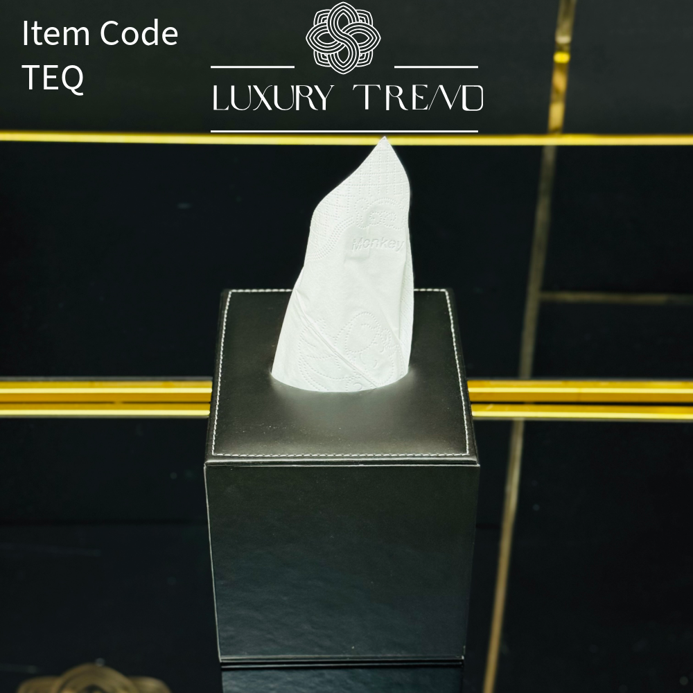 علبة مناديل جلد شكل مربع