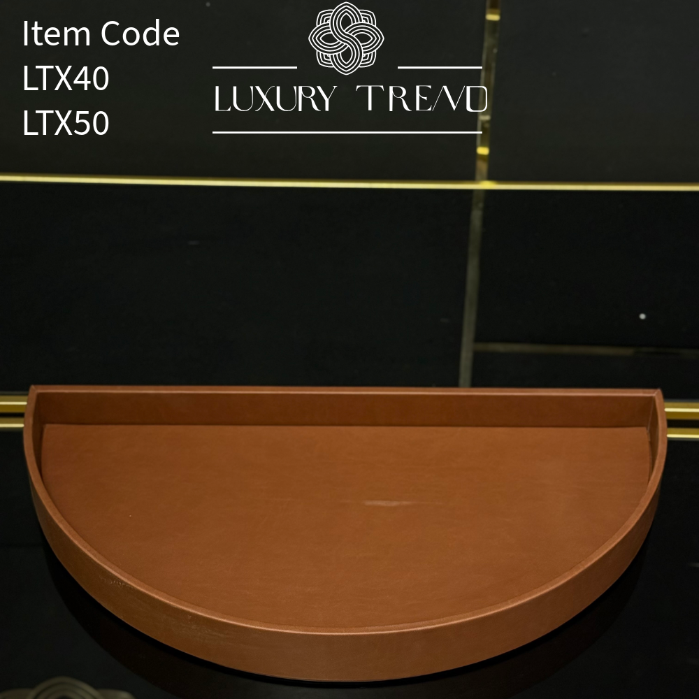 صينية تقديم جلد شكل نصف دائرة