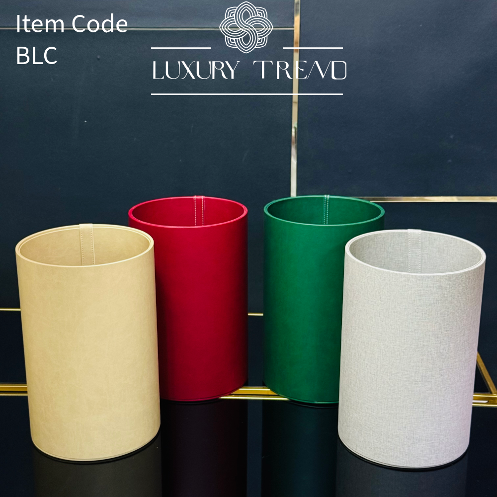 سلة مهملات جلد شكل دائري