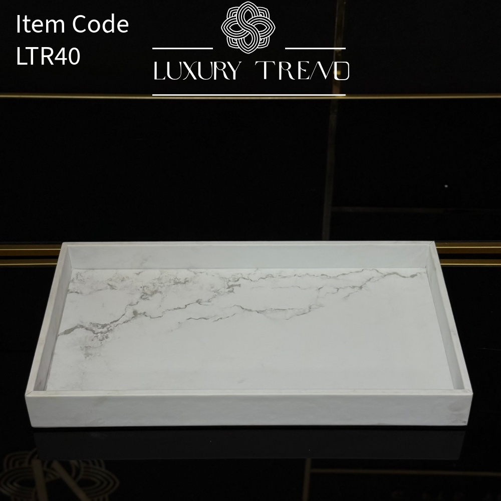 صينية تقديم جلد شكل مستطيل