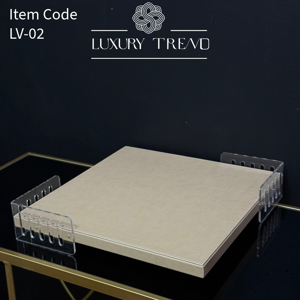 صينية ضيافة جلد مع اكرلك شكل مربع