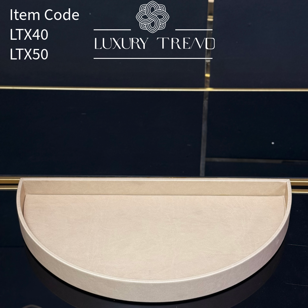 صينية تقديم جلد شكل نصف دائرة