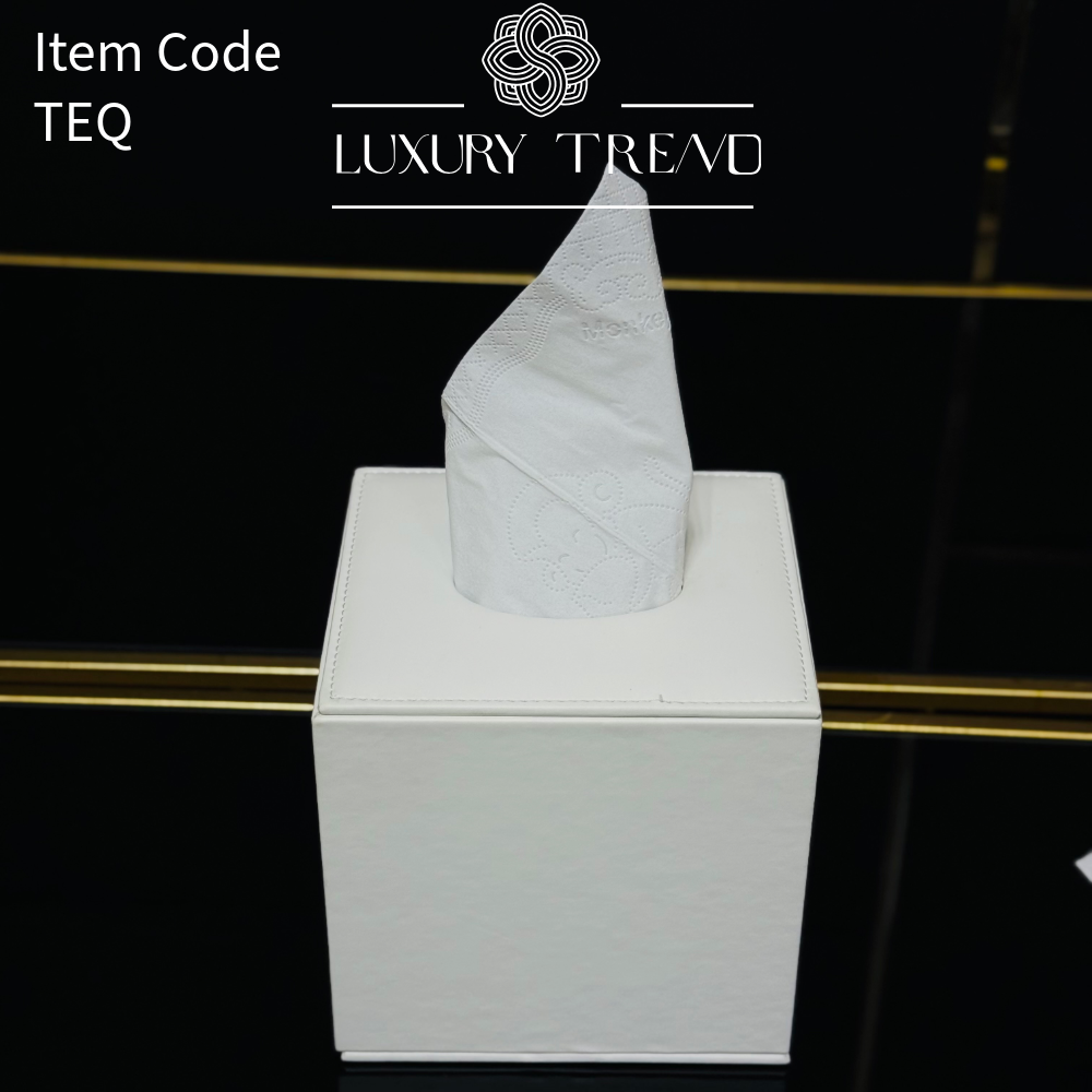 علبة مناديل جلد شكل مربع