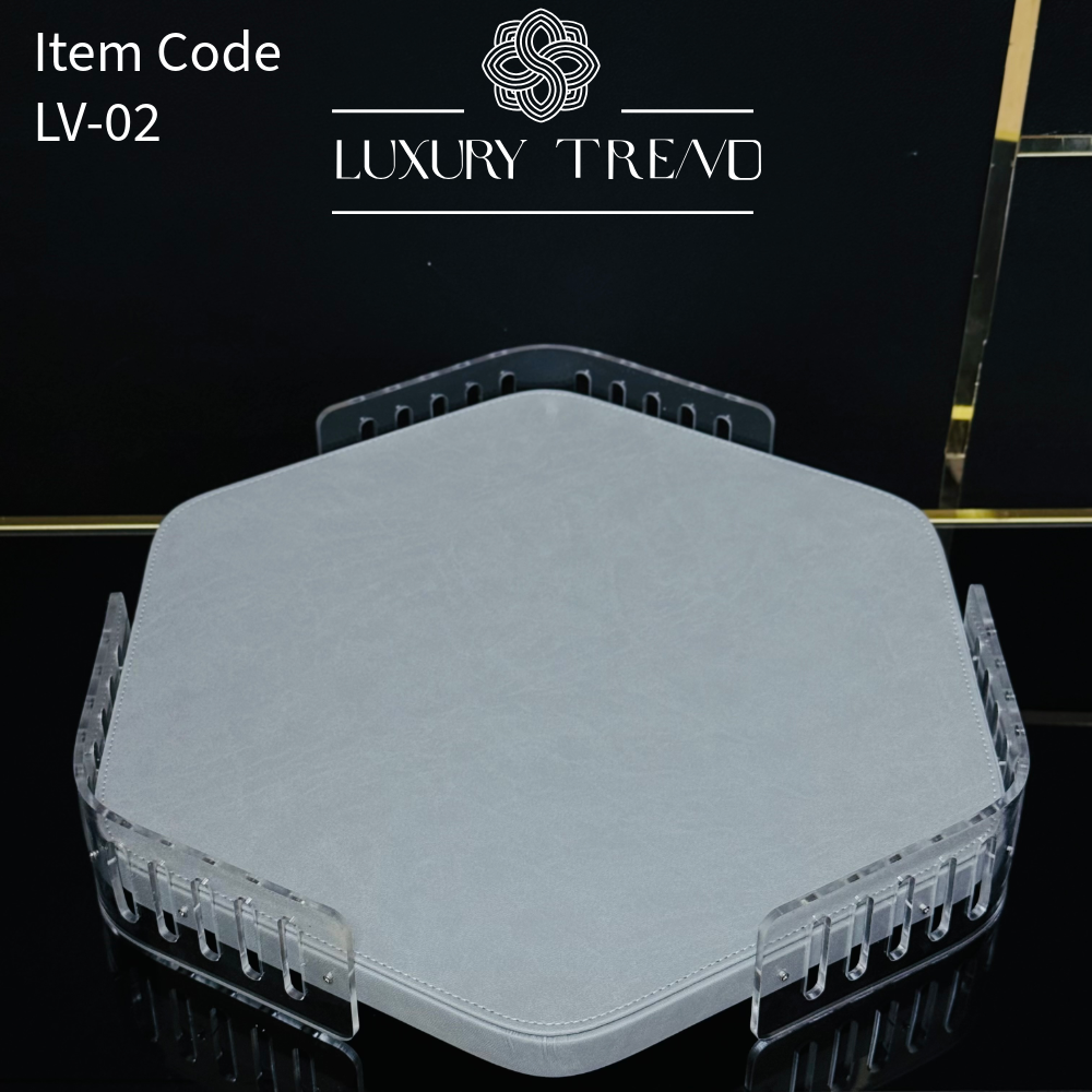 صينية ضيافة جلد مع اكرلك شكل مسدس