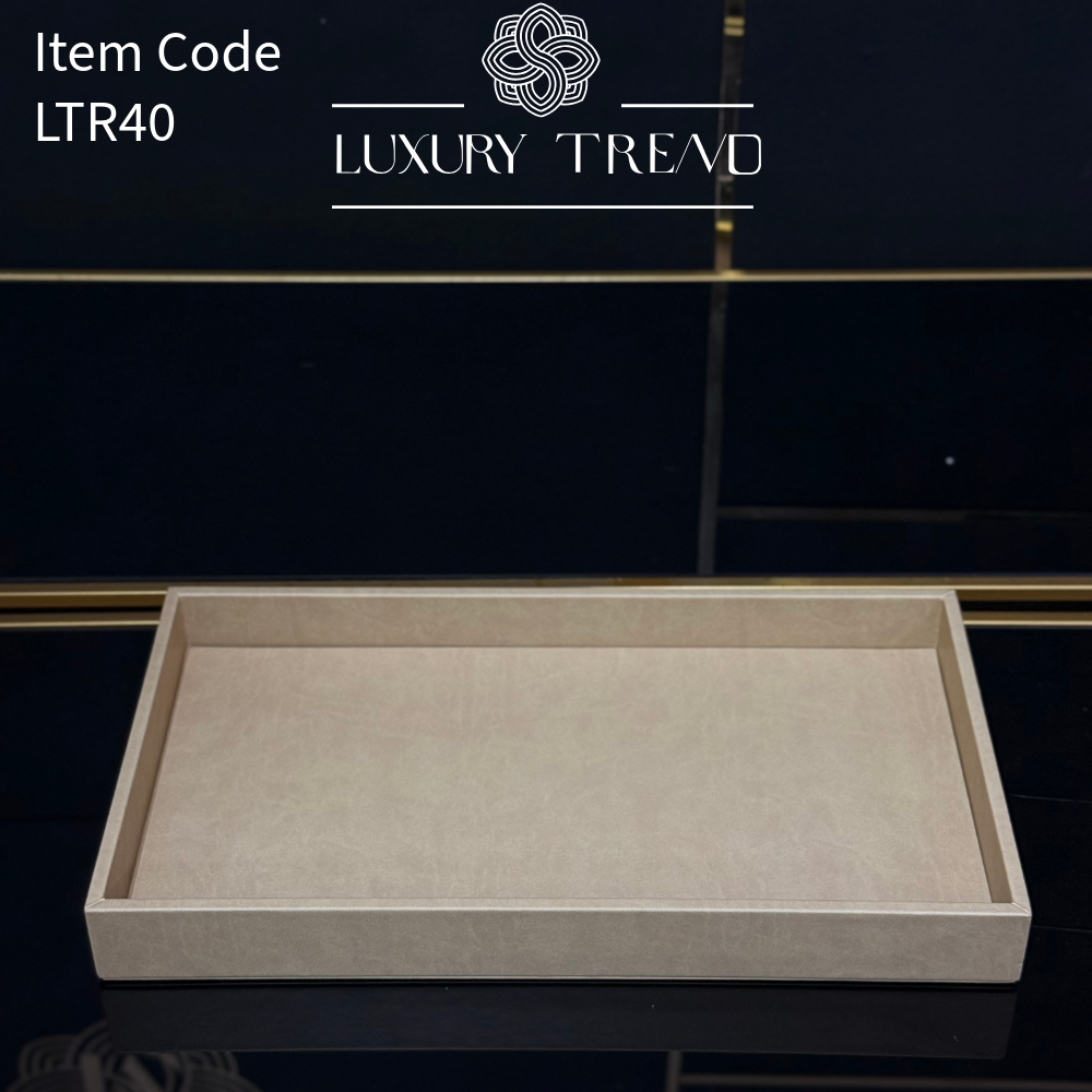 صينية تقديم جلد شكل مستطيل