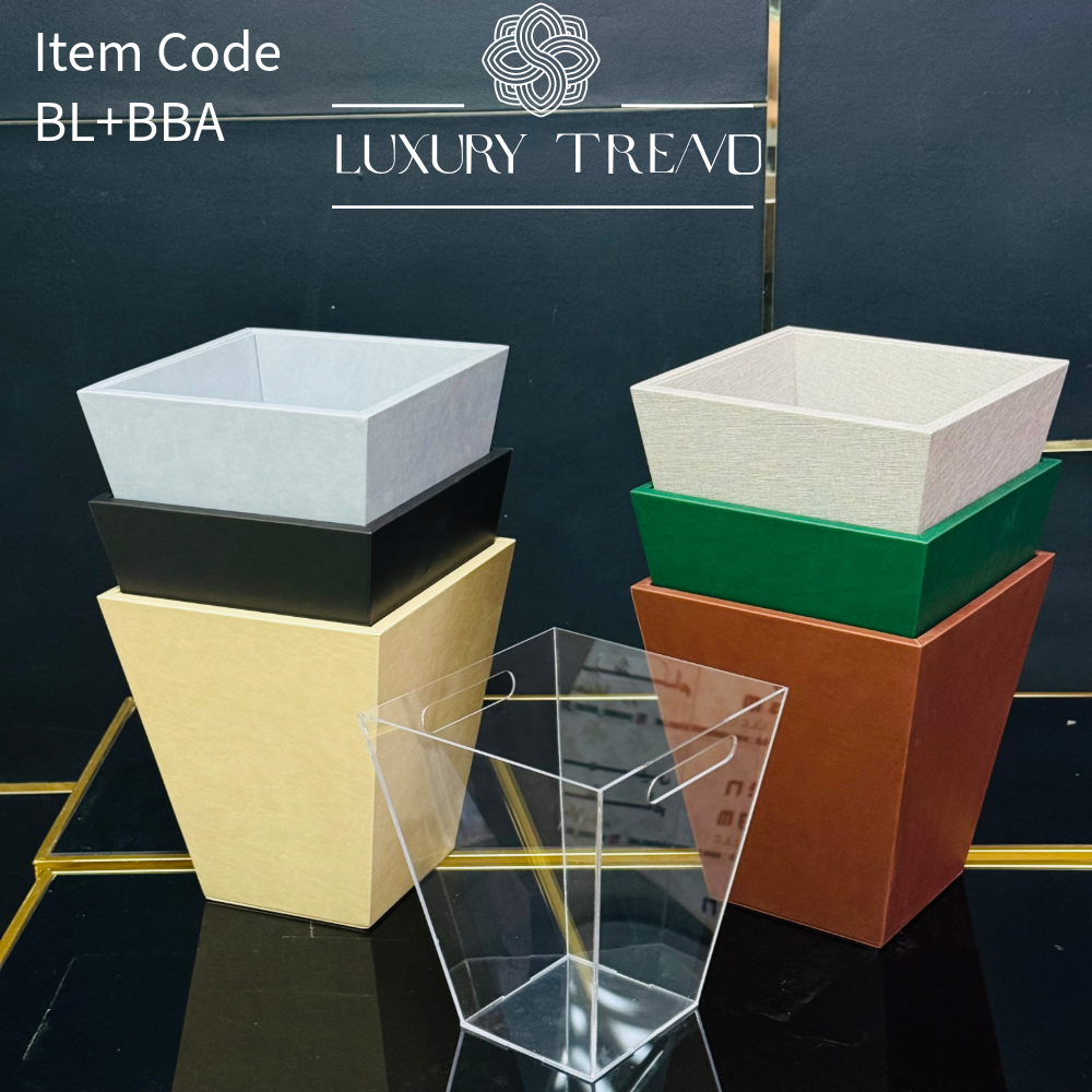 سلة مهملات جلد شكل هرمي