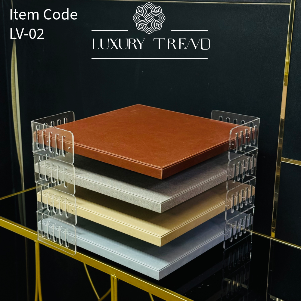 صينية ضيافة جلد مع اكرلك شكل مربع