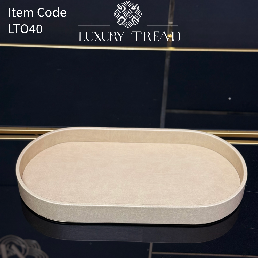 صينية تقديم جلد شكل بيضوي