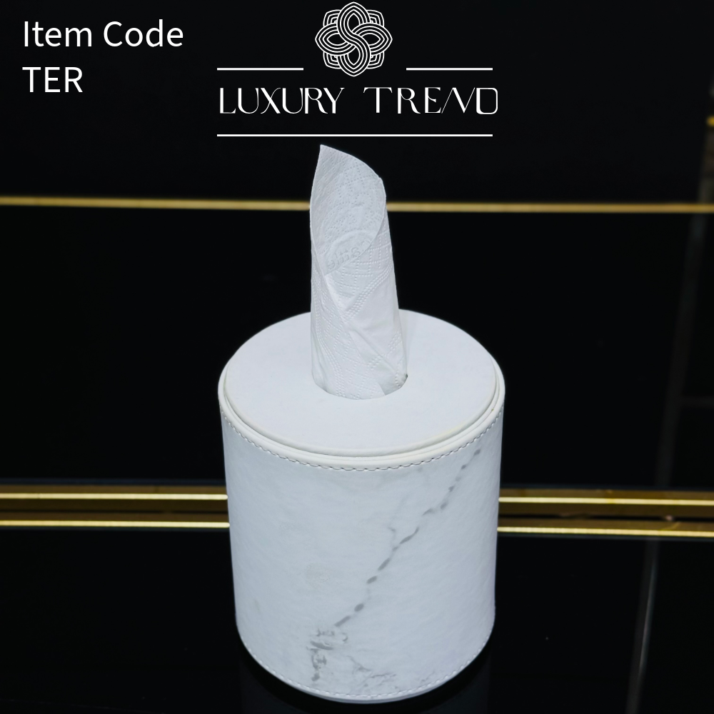 علبة مناديل جلد شكل دائري