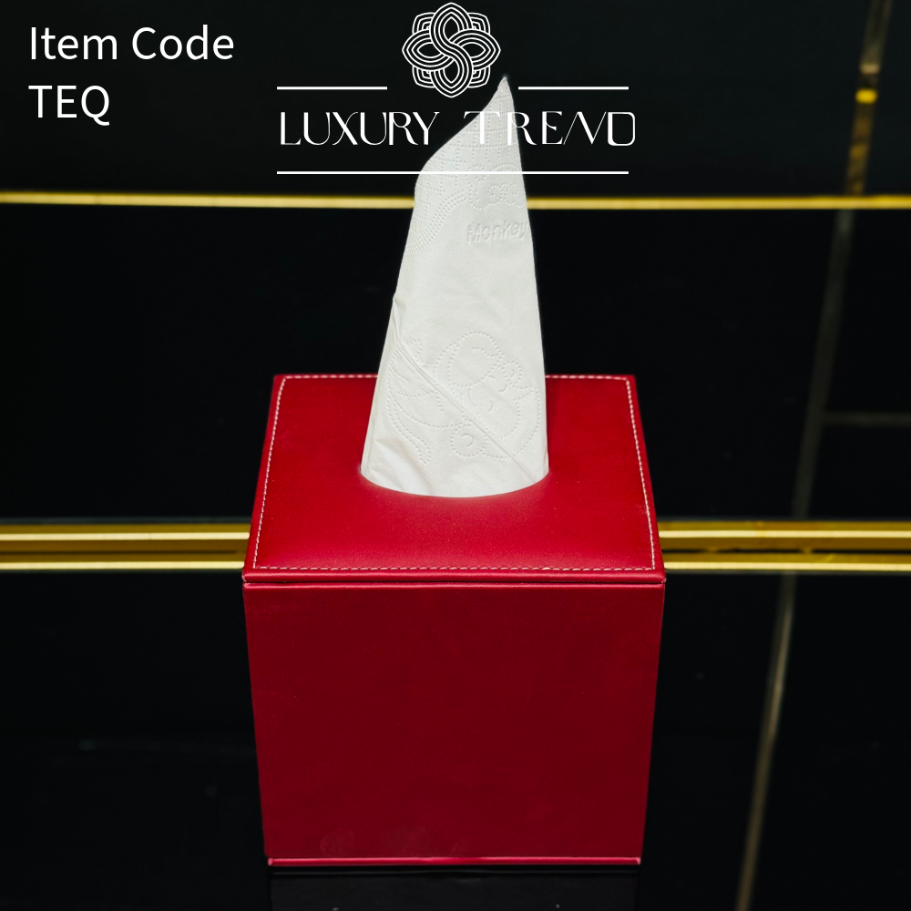 علبة مناديل جلد شكل مربع