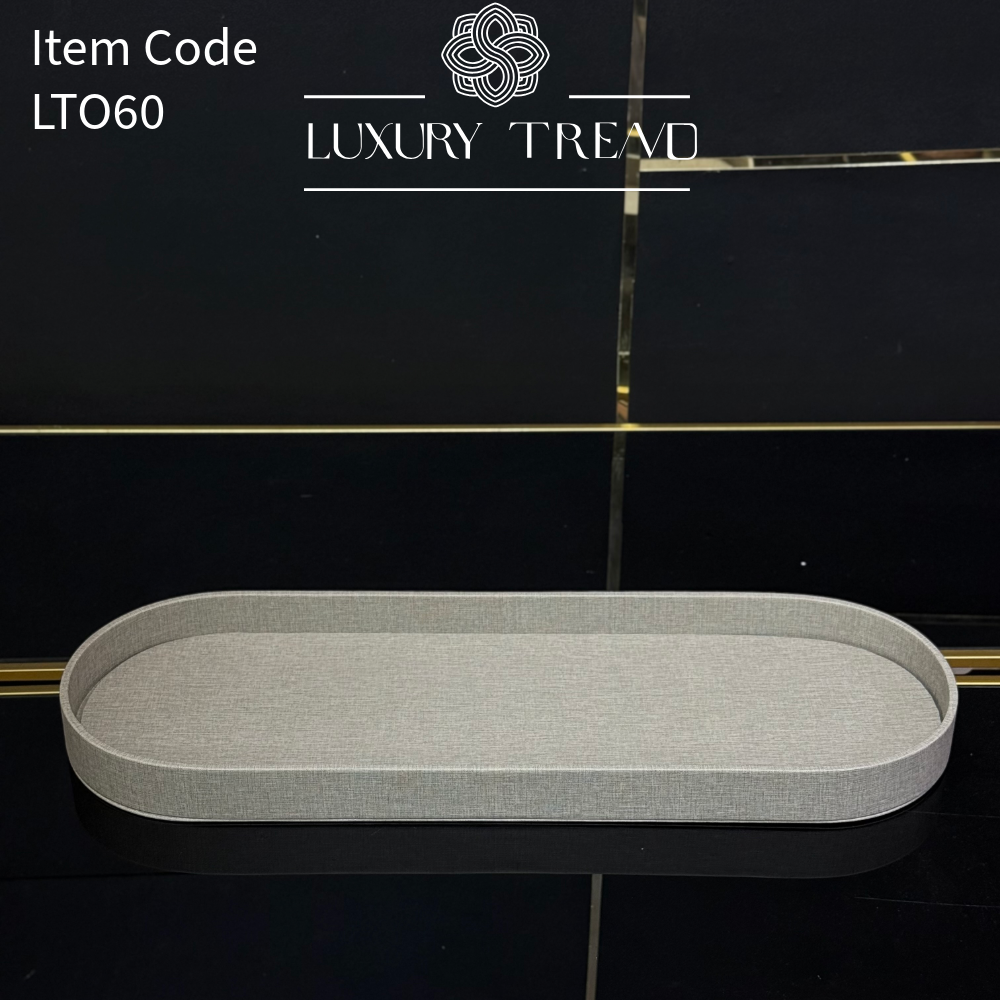 صينية تقديم جلد شكل بيضوي