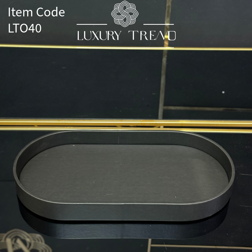 صينية تقديم جلد شكل بيضوي