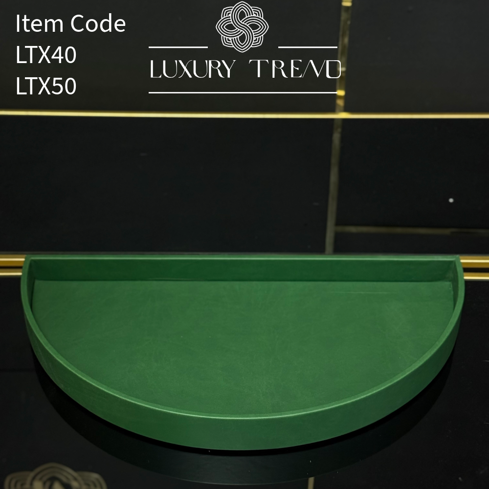 صينية تقديم جلد شكل نصف دائرة