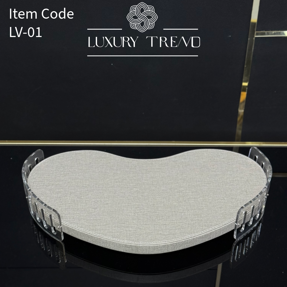 صينية ضيافة جلد مع اكرلك شكل حبة الفول