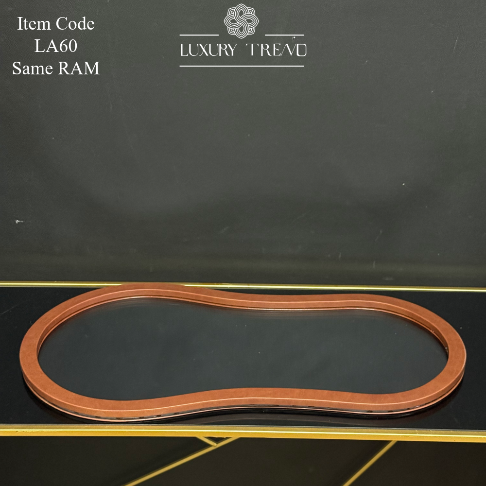 صينية اكرلك مع إطار خشب مغلف جلد