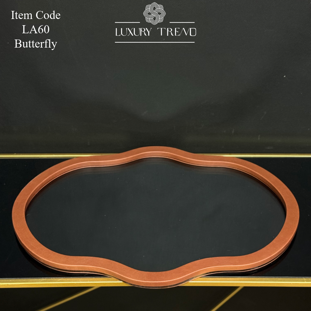 صينية اكرلك مع إطار خشب مغلف جلد