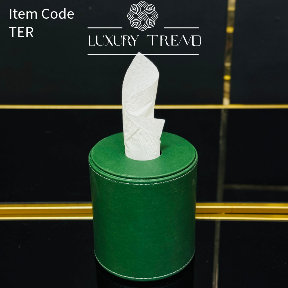 علبة مناديل جلد شكل دائري