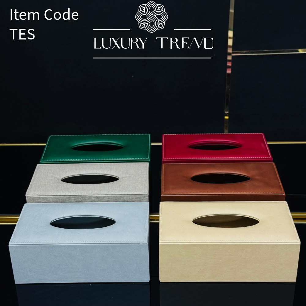 علبة مناديل جلد شكل مستطيل