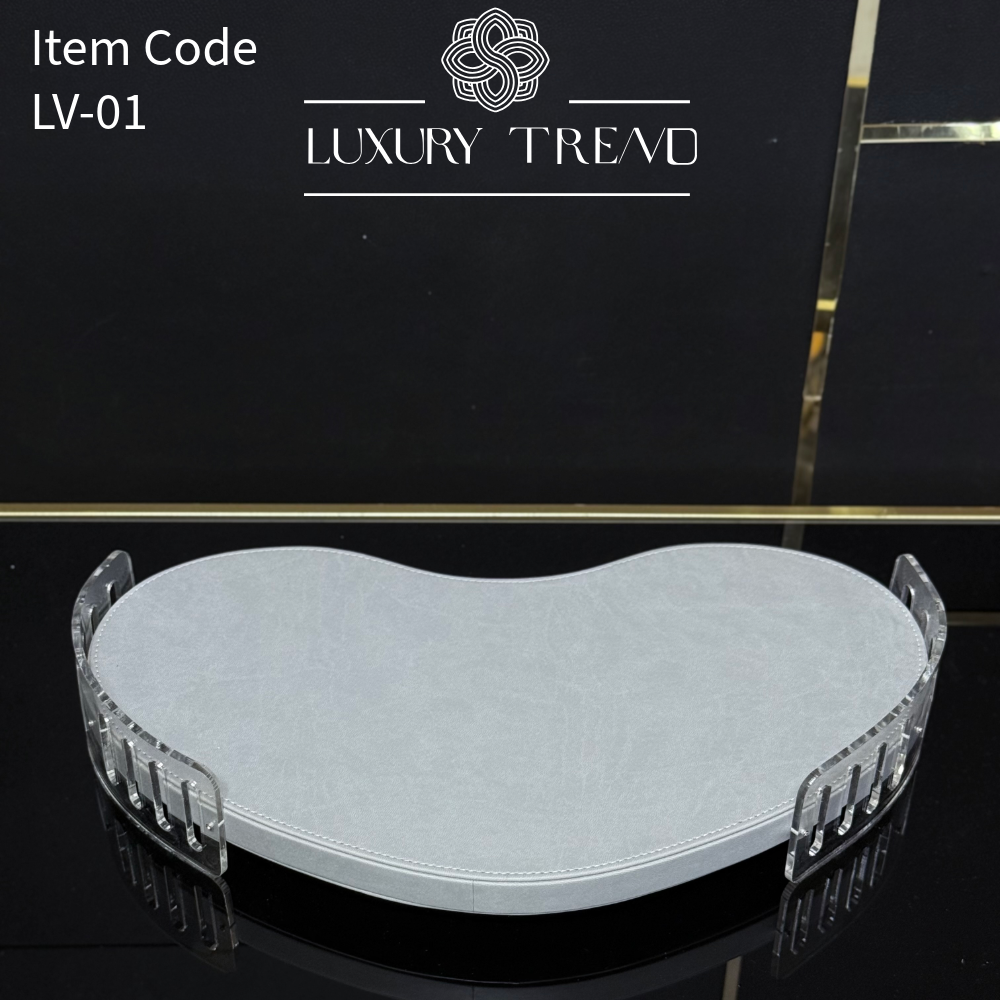 صينية ضيافة جلد مع اكرلك شكل حبة الفول