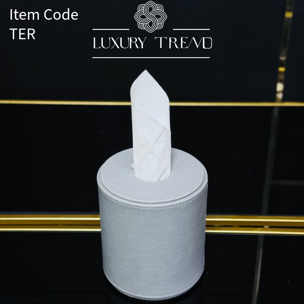 علبة مناديل جلد شكل دائري