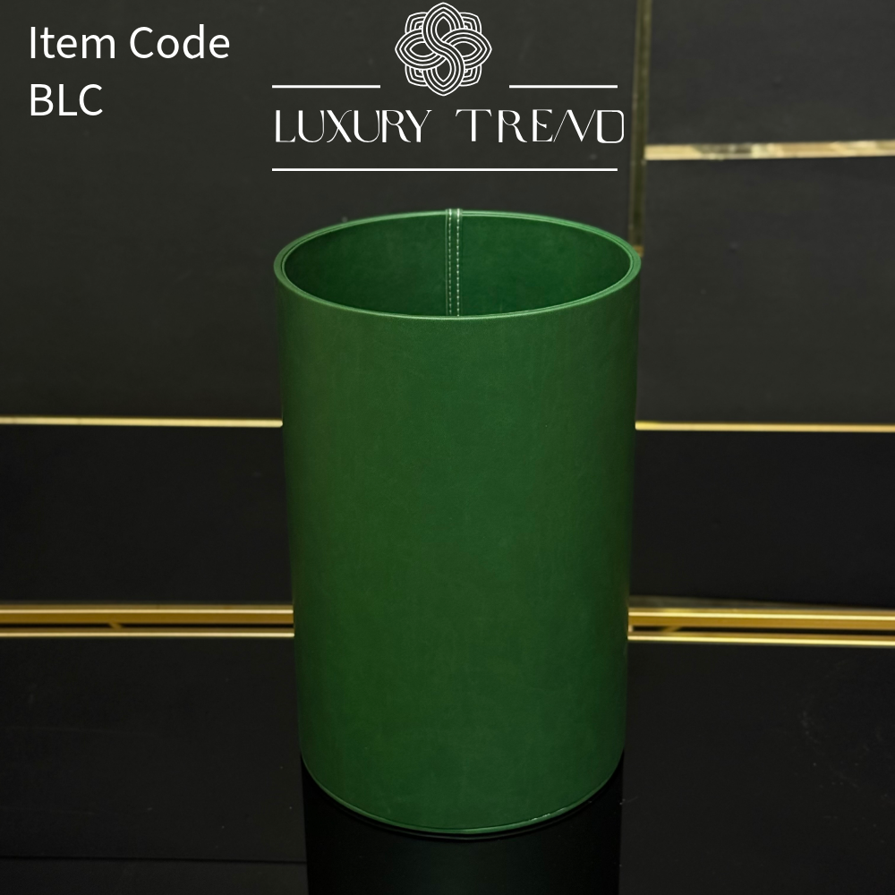 سلة مهملات جلد شكل دائري