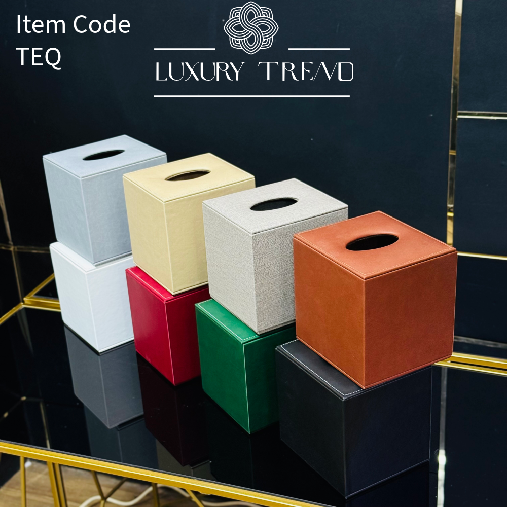 علبة مناديل جلد شكل مربع