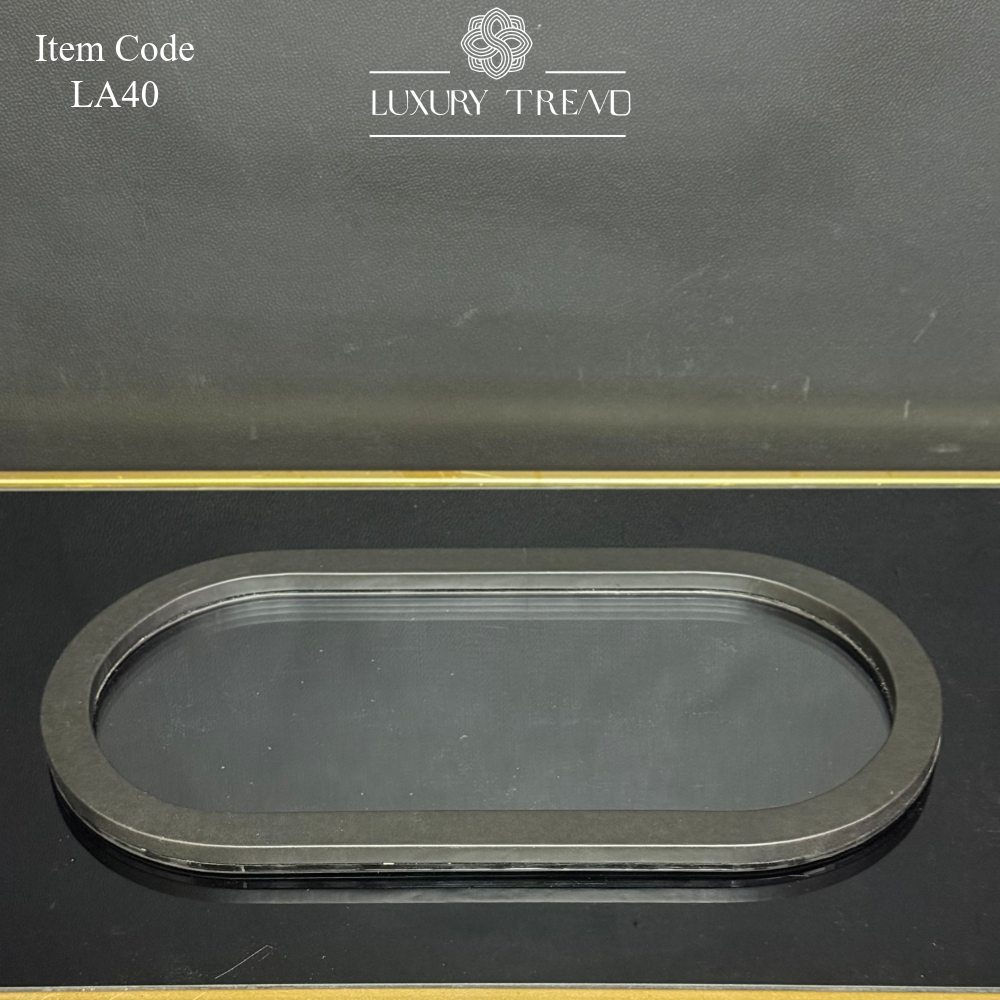 صينية اكرلك مع إطار خشب مغلف جلد