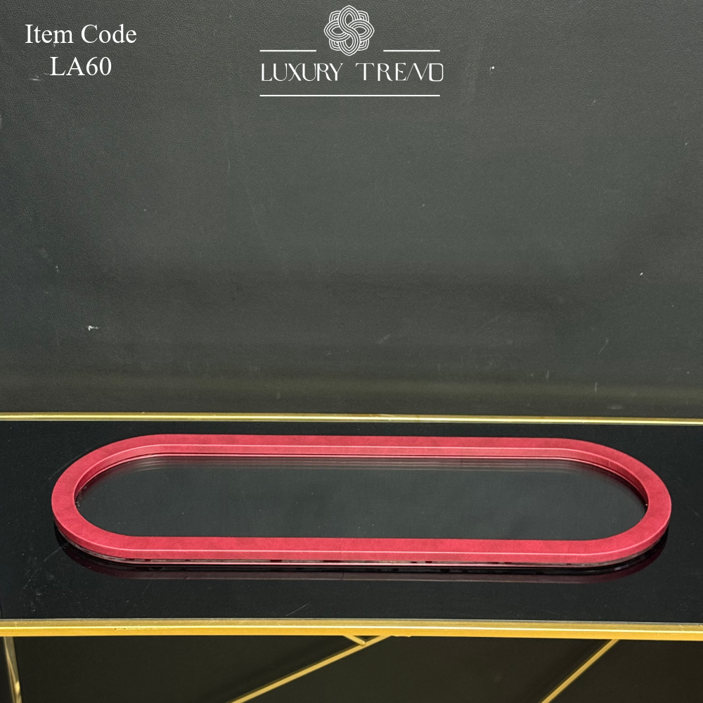 صينية اكرلك مع إطار خشب مغلف جلد