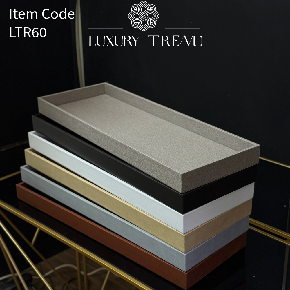 صينية تقديم جلد شكل مستطيل