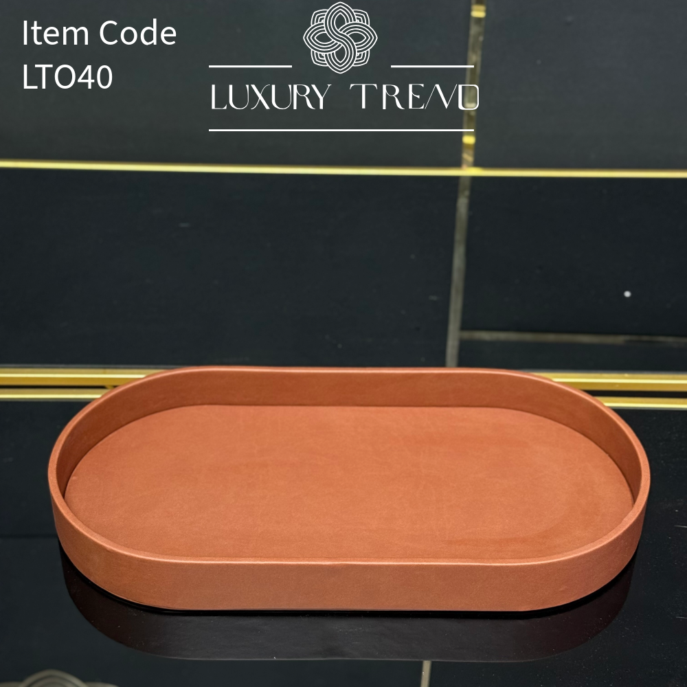 صينية تقديم جلد شكل بيضوي