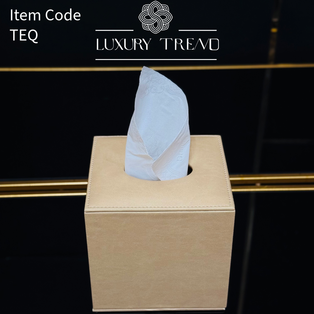 علبة مناديل جلد شكل مربع