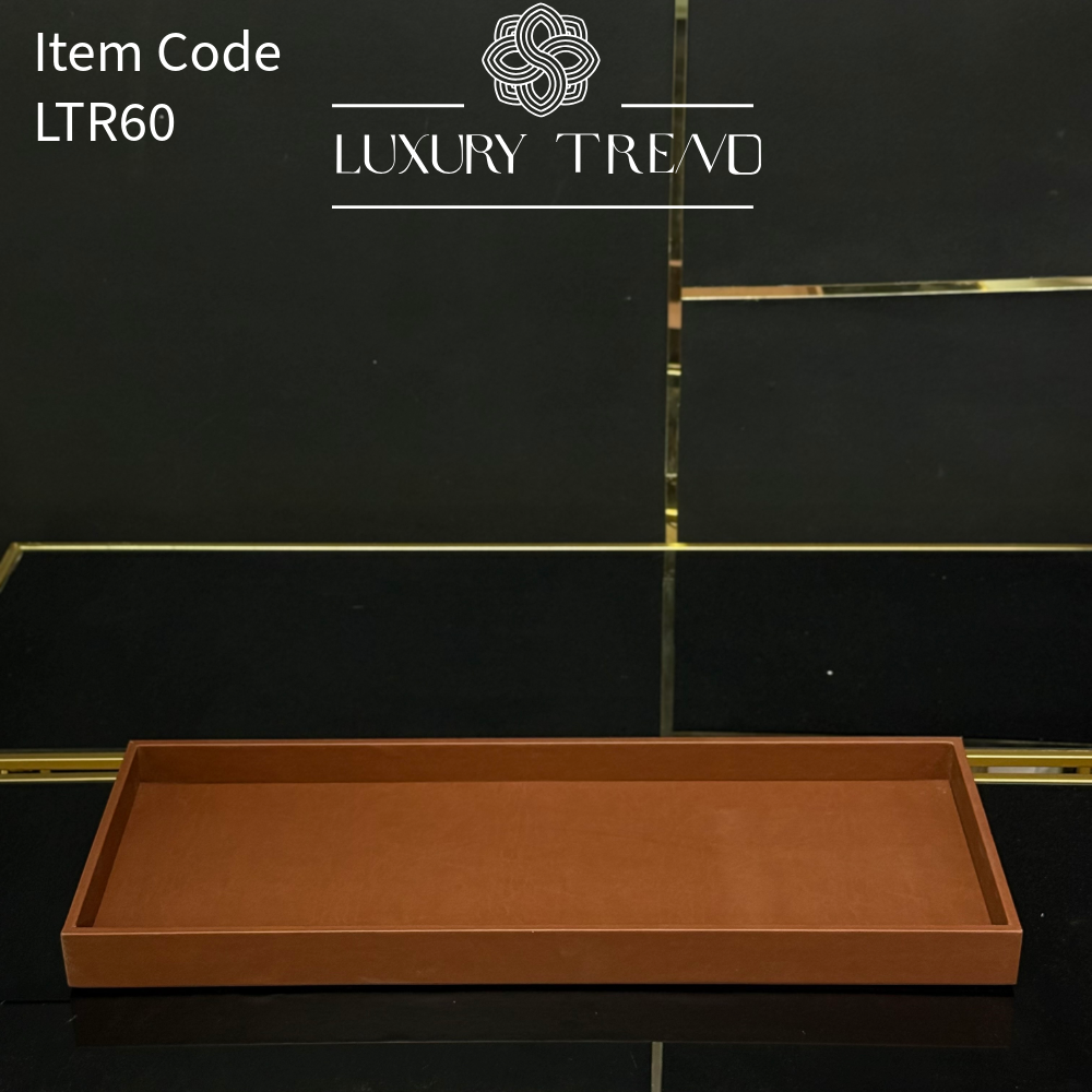 صينية تقديم جلد شكل مستطيل